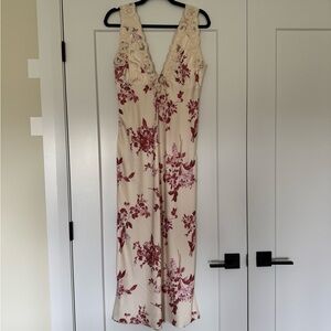 Abercrombie & Fitch Floral Lace Trim Maxi Dress